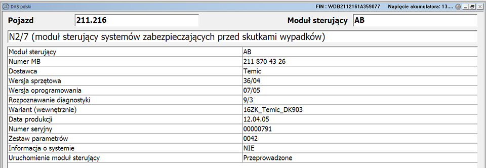 MERCEDES AWARIA I DIAGNOZA SYSTEMU SRS Emulator maty