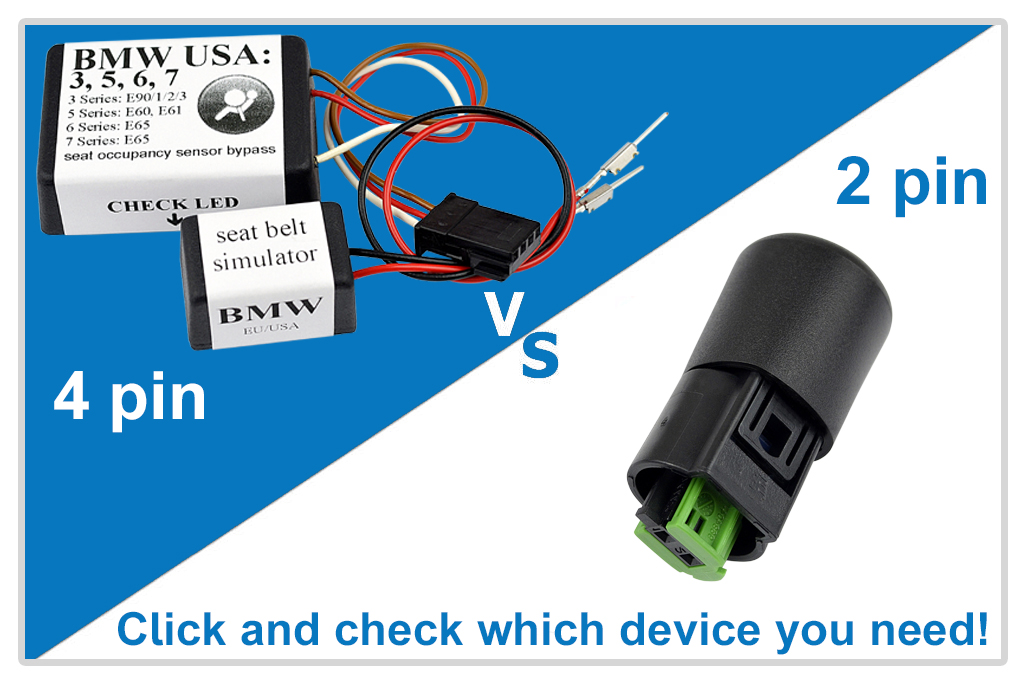 Emulador sensor de asiento Airbag PLUG. BMW E31, E32, E34, E36, E38, E39,  E46, E60, E61, E65. - ECUSCB